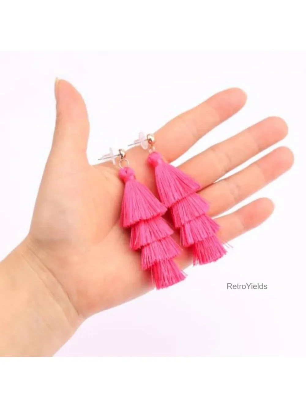 Layered Tassel Drop Earrings, Bohemian Gold Plated, Women's Jewelry